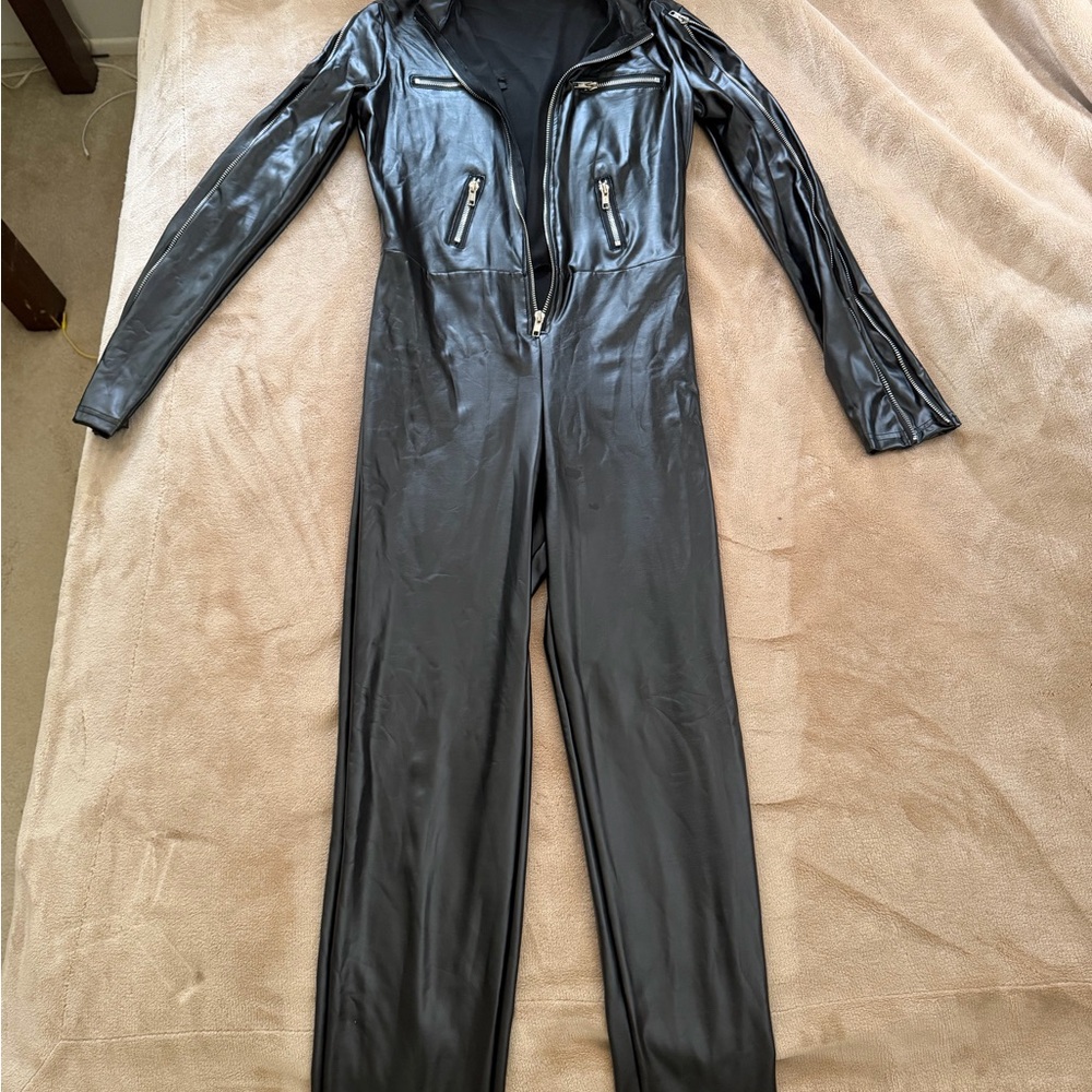 “What are you waisting for?” Faux Leather Jumpsuit